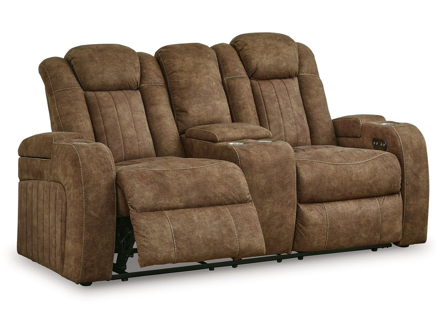 Wolfridge - Power Reclining Loveseat With Console /Adj Hdrst - Brindle