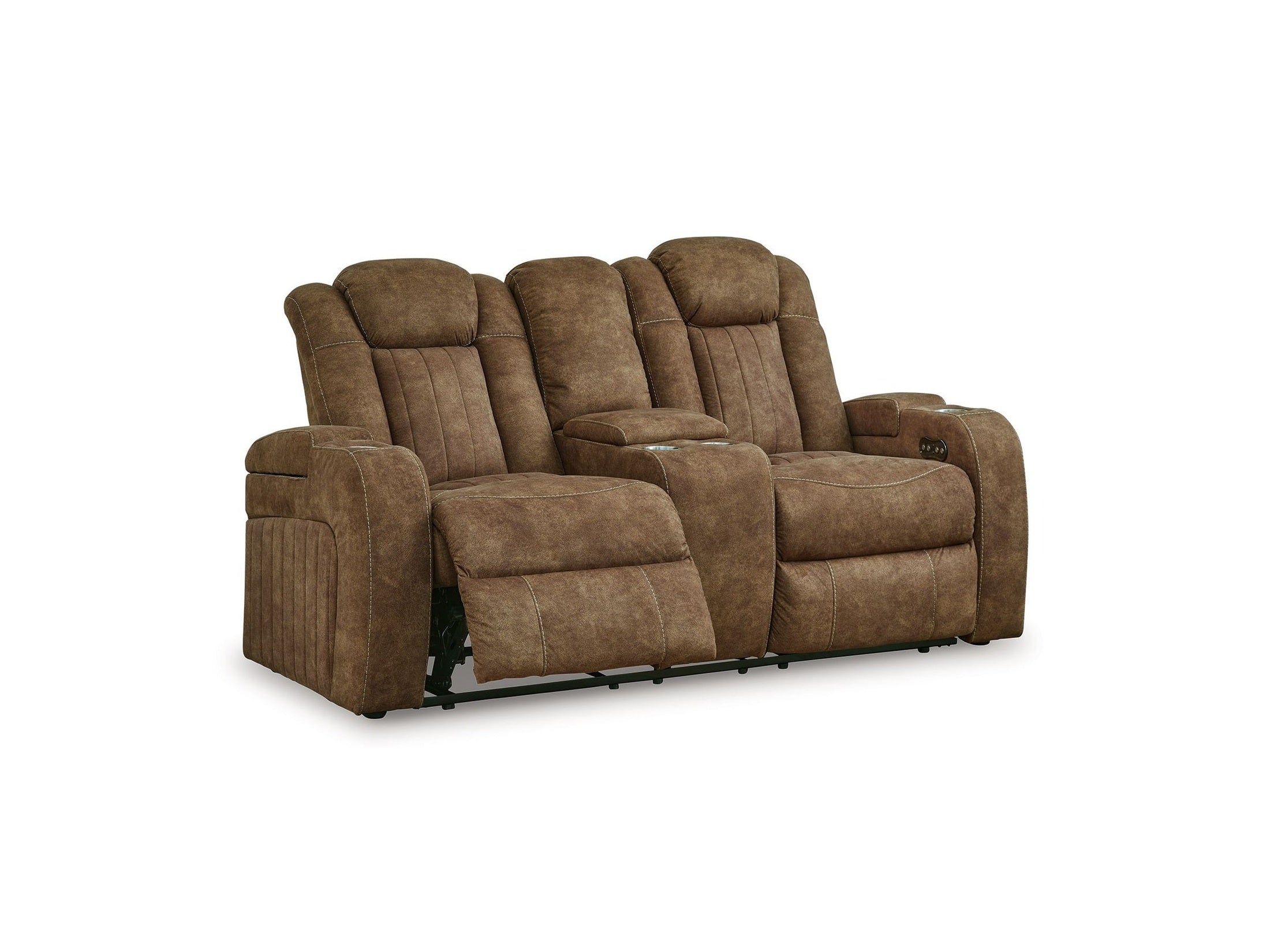 Wolfridge - Power Reclining Loveseat With Console /Adj Hdrst - Brindle