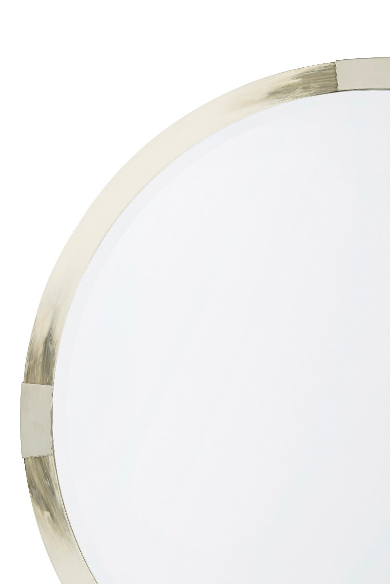 Theodore Alexander Cutting Edge Round Mirror, Longhorn White