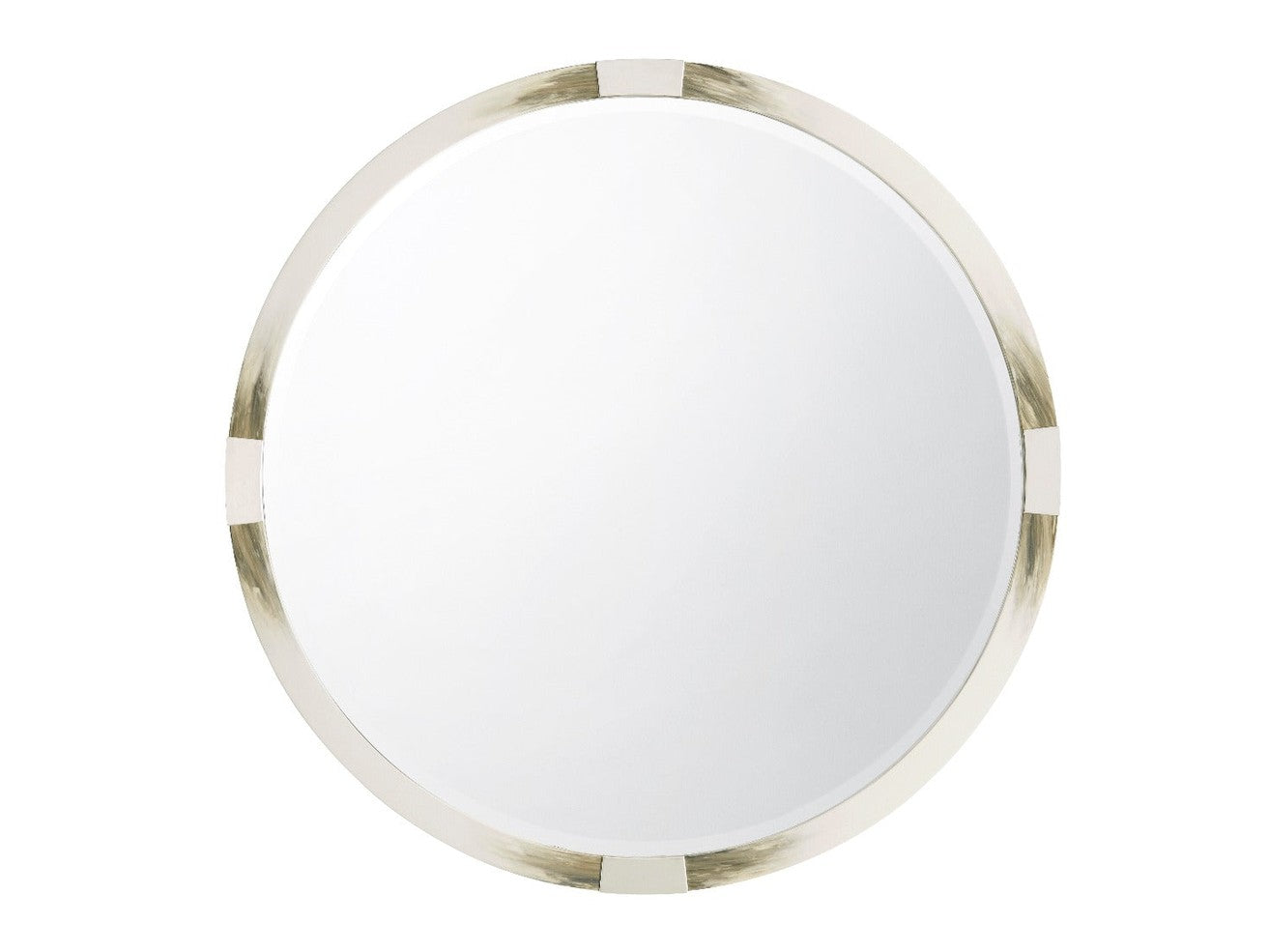 Theodore Alexander Cutting Edge Round Mirror, Longhorn White