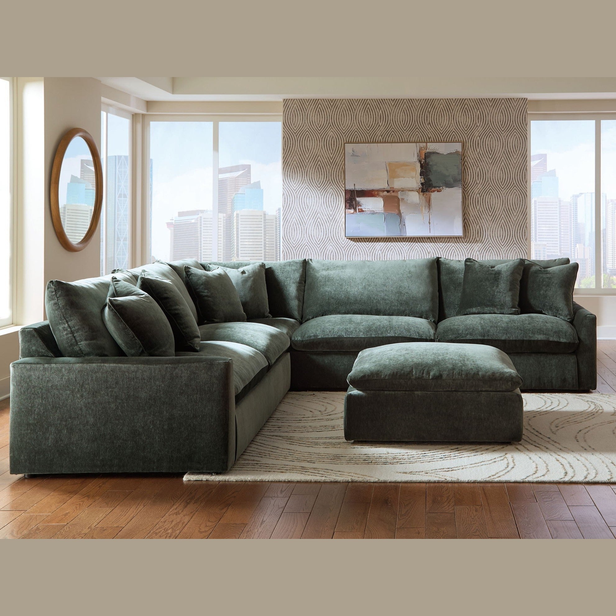Carriage View - 3-Piece Sectional - Jade