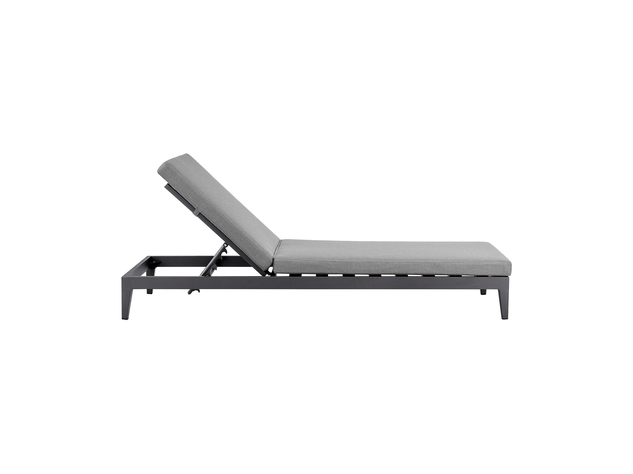 Menorca - Outdoor Patio Adjustable Chaise Lounge Chair In Aluminum With Gray Cushions