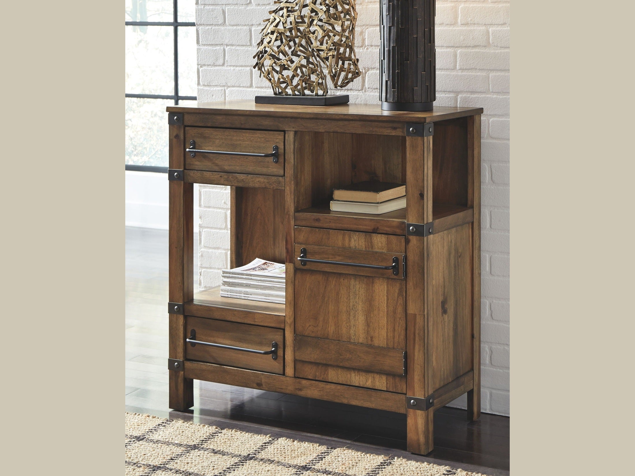Roybeck - Accent Cabinet - Light Brown / Bronze