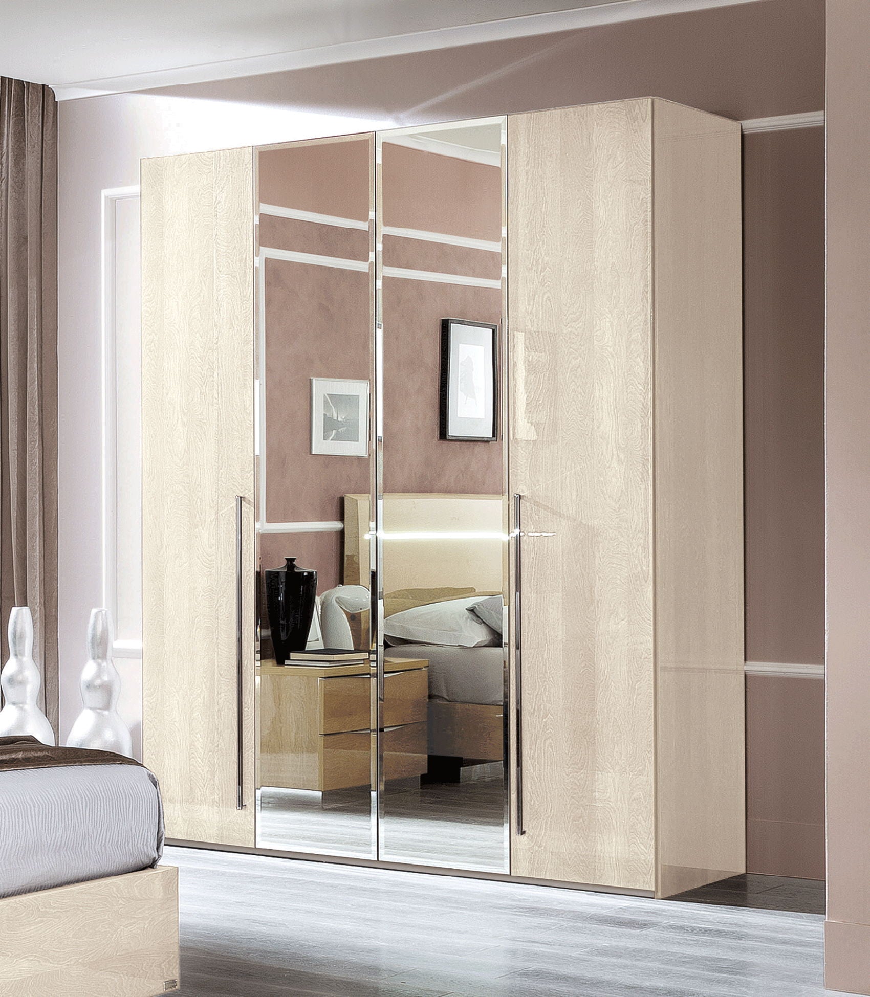 Maia - 4 Door Wardrobe Betulla Sabbia - Light Beige