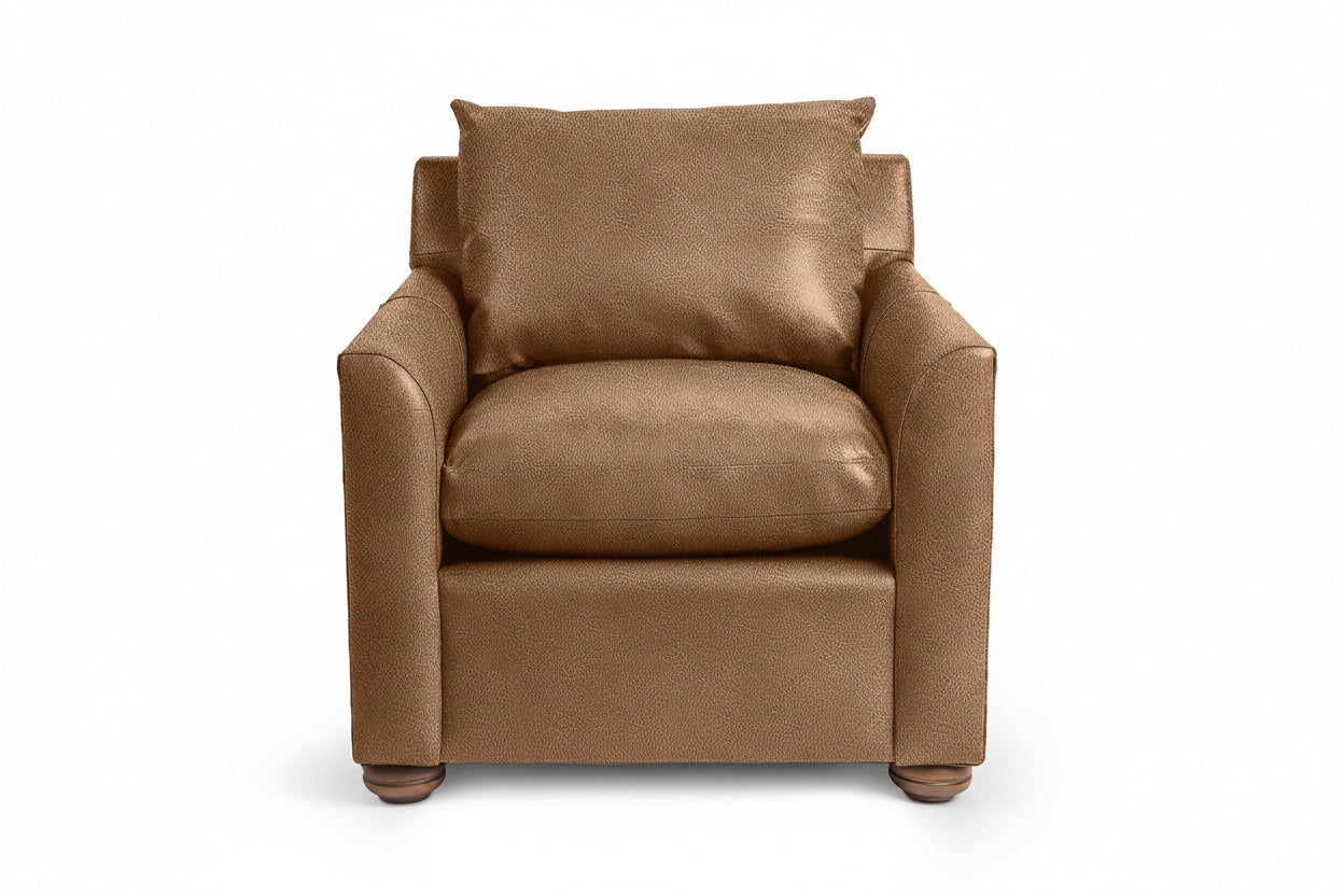 Brown armchair on a white background