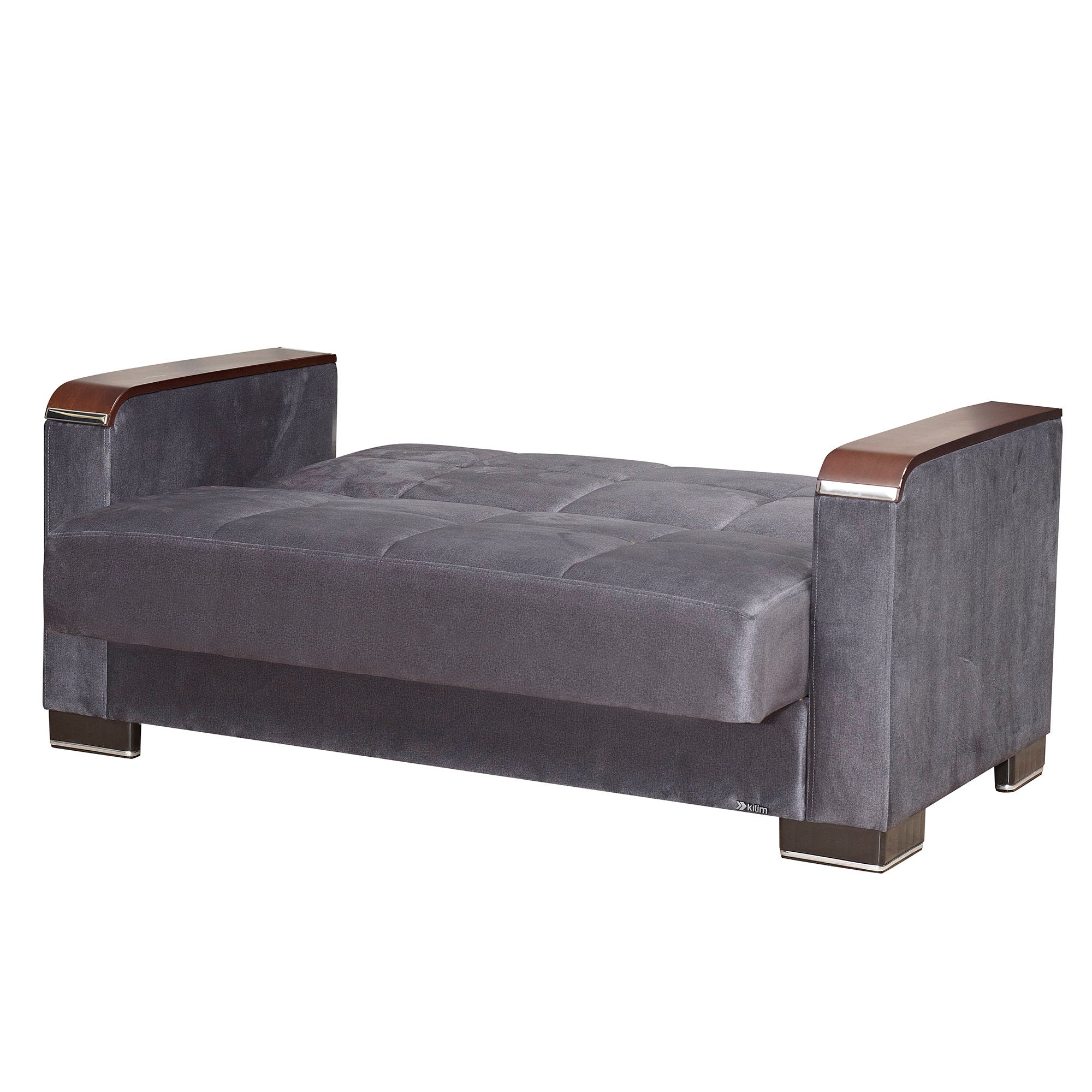 Ottomanson Armada X - Upholstered Convertible Wood Trimmed Loveseat With Storage - Microfiber