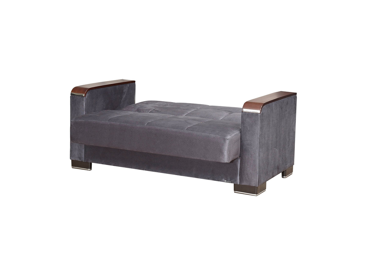 Ottomanson Armada X - Upholstered Convertible Wood Trimmed Loveseat With Storage - Microfiber