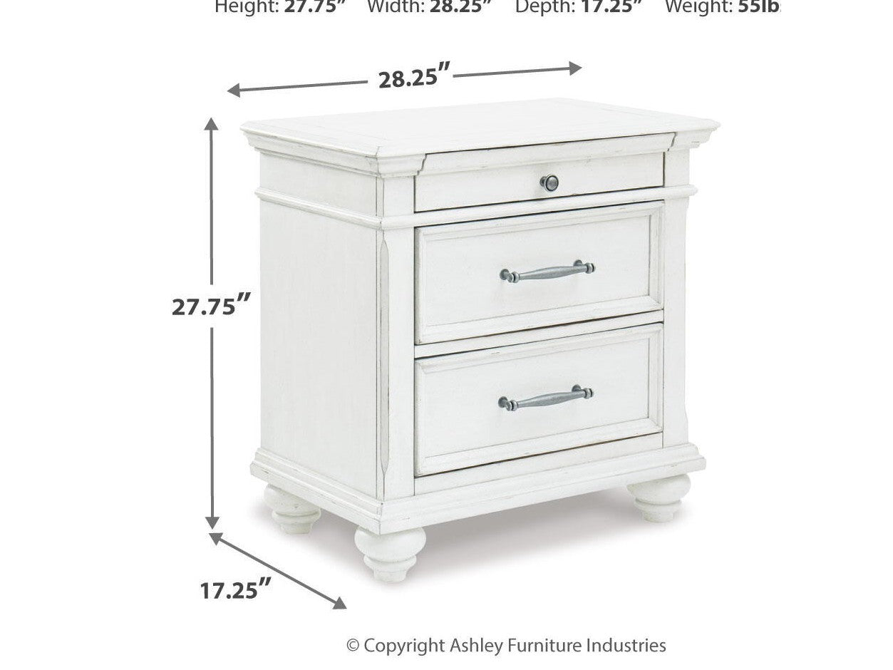 Kanwyn - Three Drawer Night Stand - Whitewash