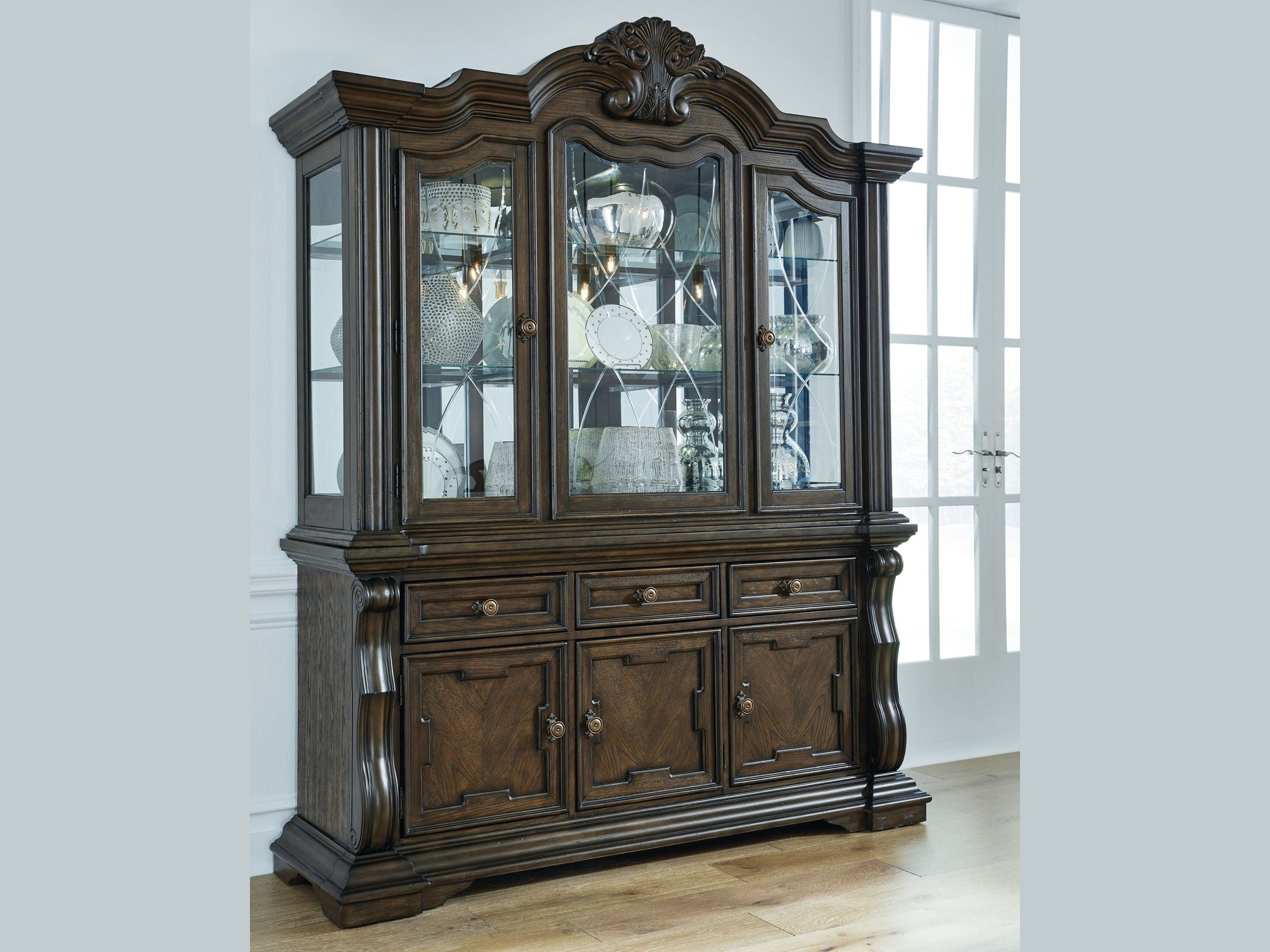 Maylee - Dining Buffet And Hutch - Dark Brown