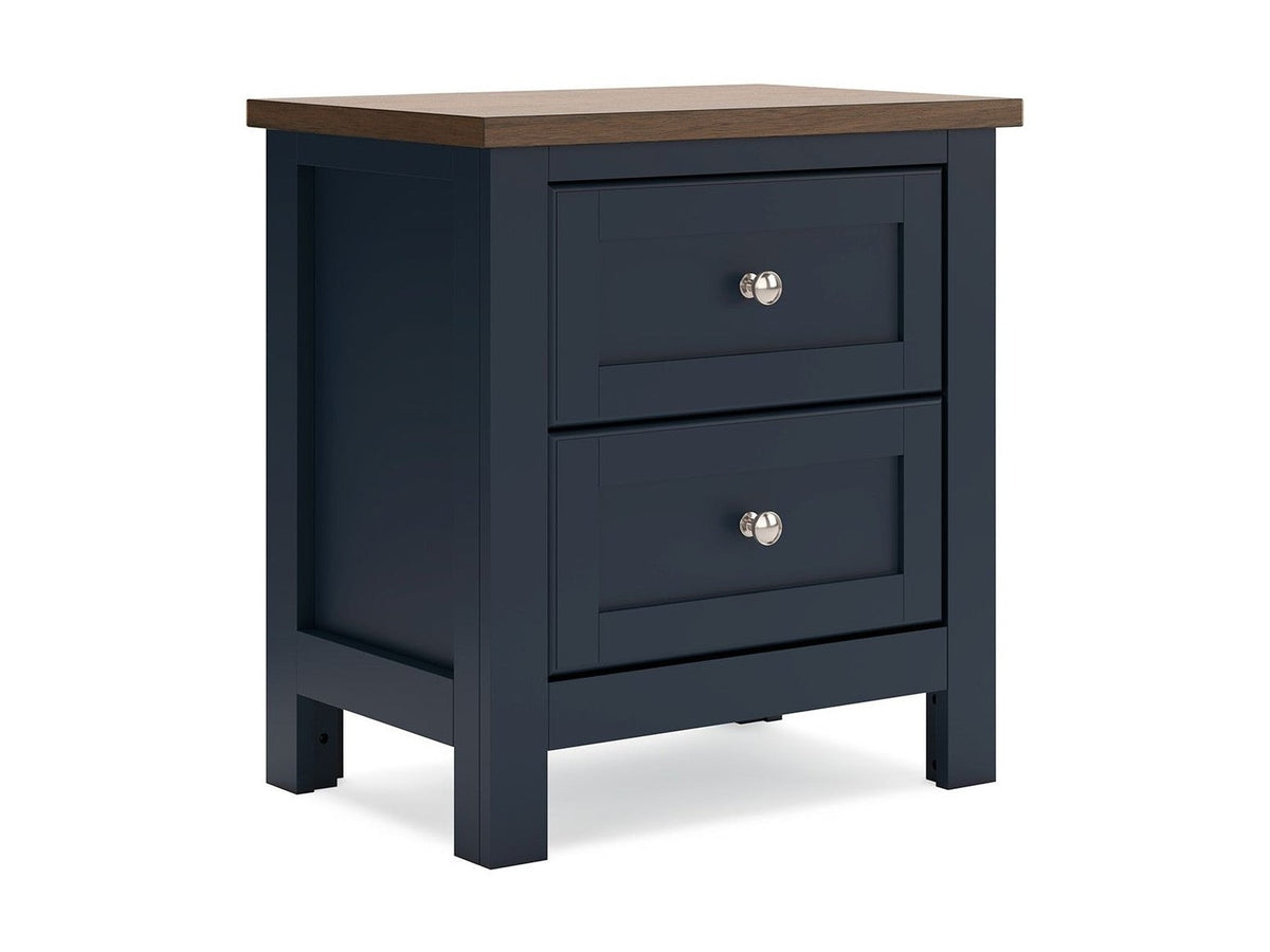 Landocken - Two Drawer Night Stand - Brown / Blue