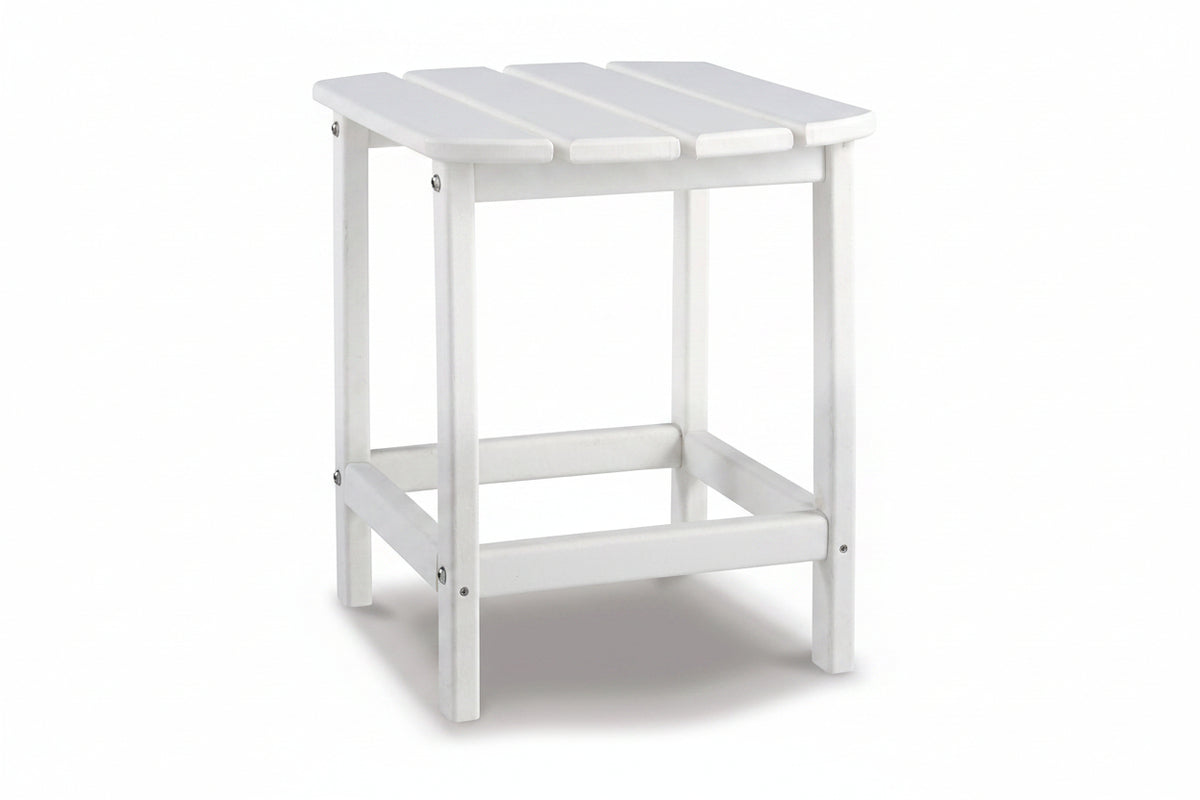 White wooden side table on a white background