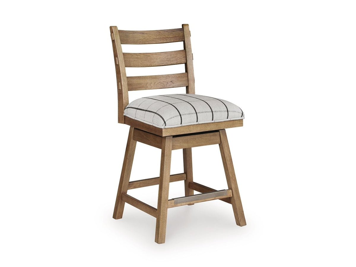 Ridgester - Upholstered Swivel Barstool (Set of 2) - Light Brown