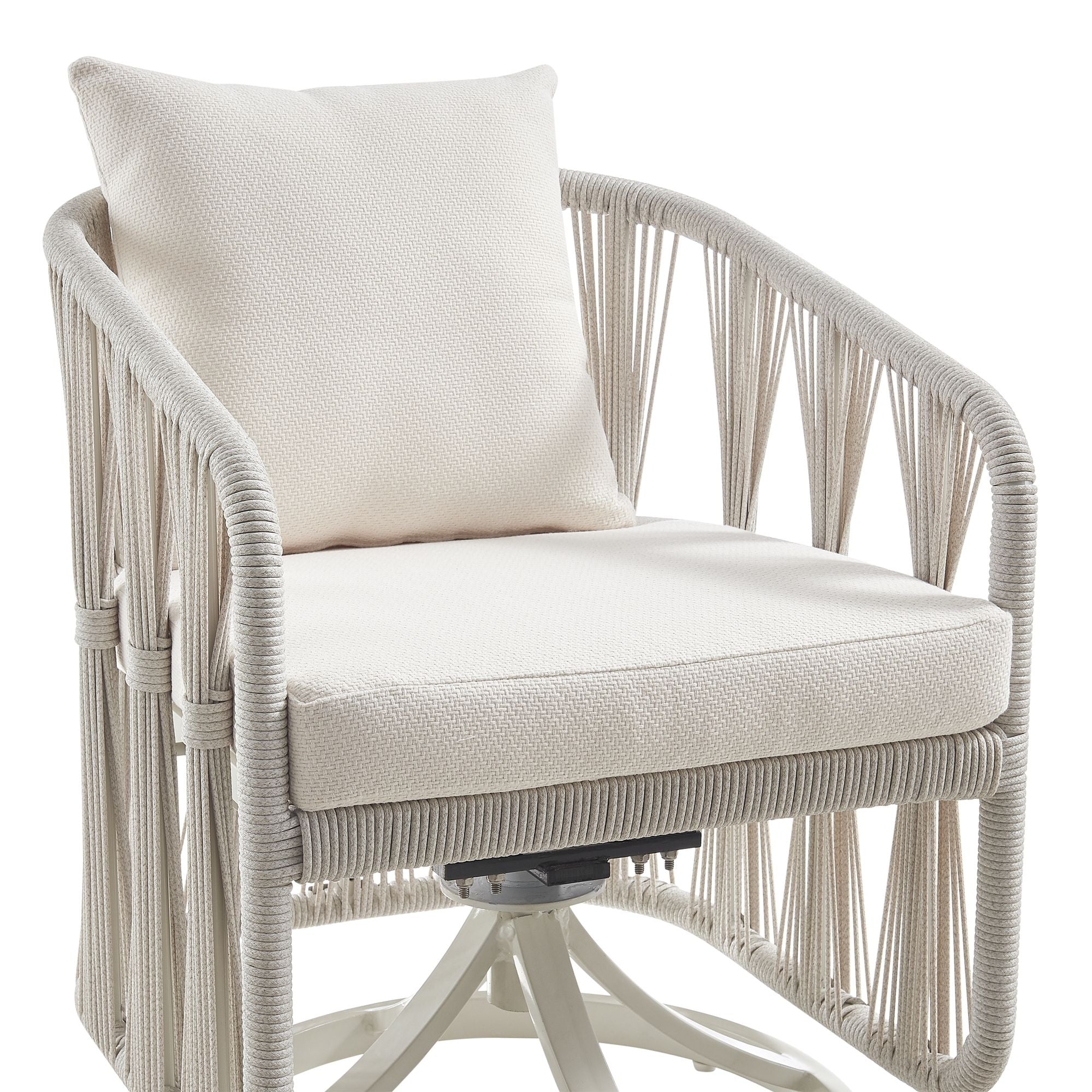 Breeze - Cream Metal Outdoor Swivel Dining Chair With Cushions - Pearl