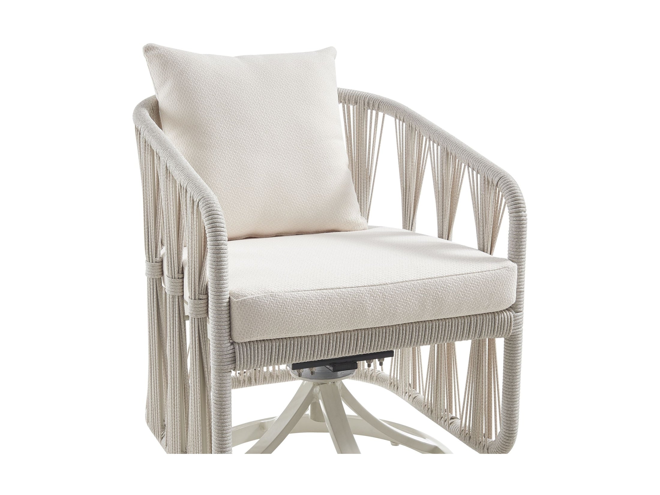 Breeze - Cream Metal Outdoor Swivel Dining Chair With Cushions - Pearl