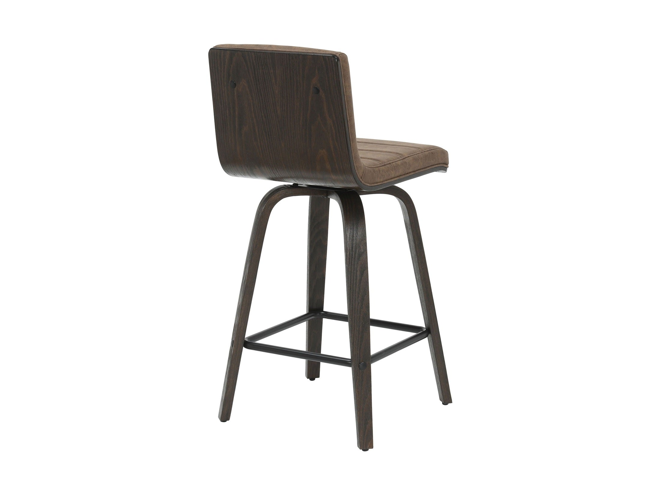Vienna - 35.5" Swivel Counter Height Square Back Wood Bar Stool With Faux Leather Seat