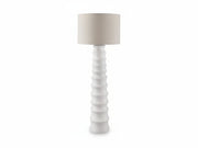 Veraleight white textured floor lamp with a beige lampshade on a white background.