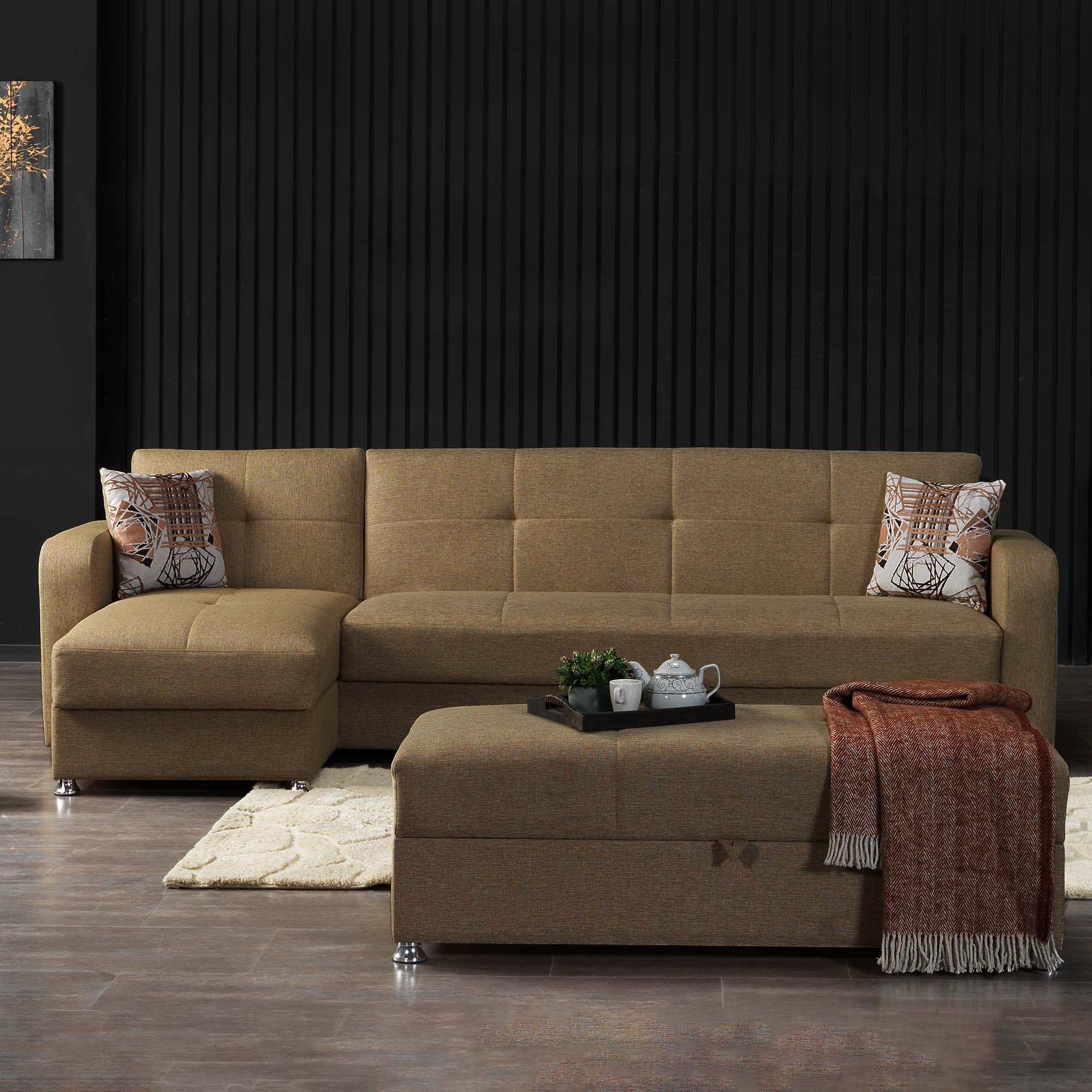 Ottomanson Harmony - Upholstered Convertible Chaise Lounge With Storage
