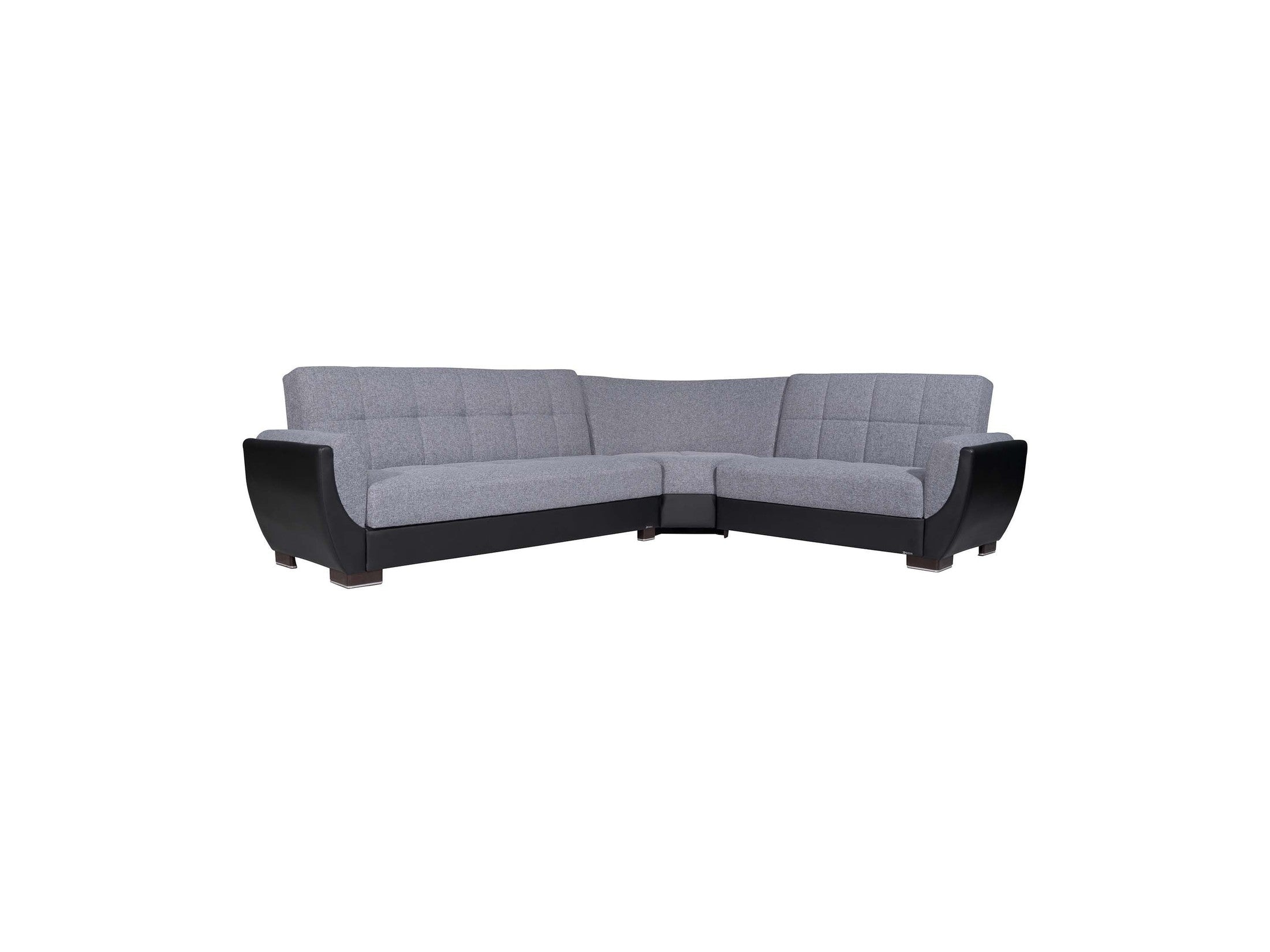 Ottomanson Armada Air - Upholstered Convertible Sectional With Storage - Gray/Black PU Polyester
