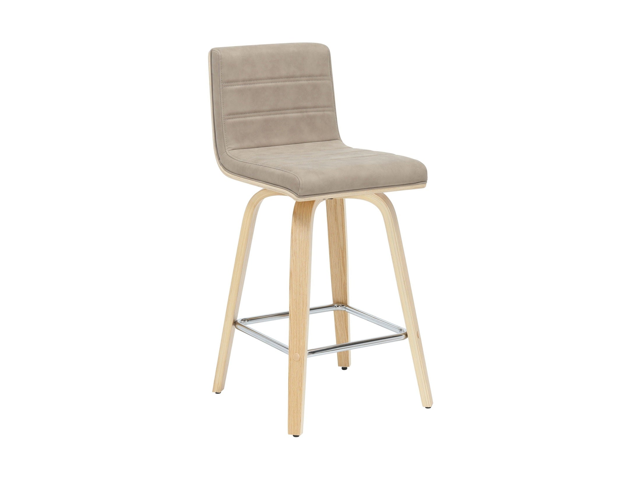 Vienna - 35.5" Swivel Counter Height Square Back Wood Bar Stool With Faux Leather Seat