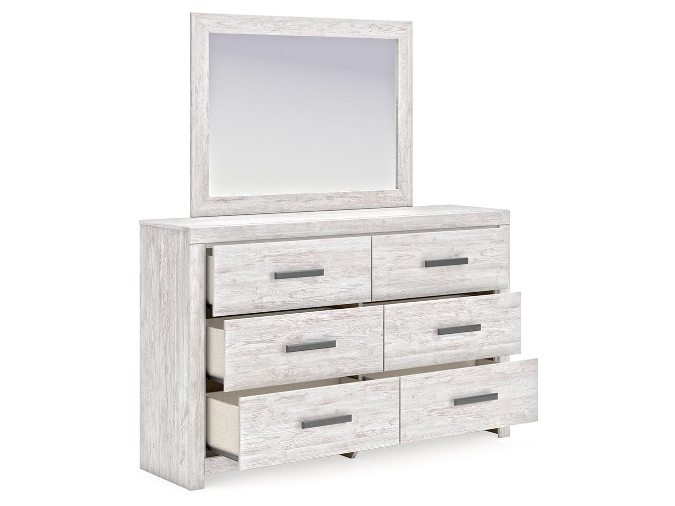 Cayboni - Dresser And Mirror - Whitewash