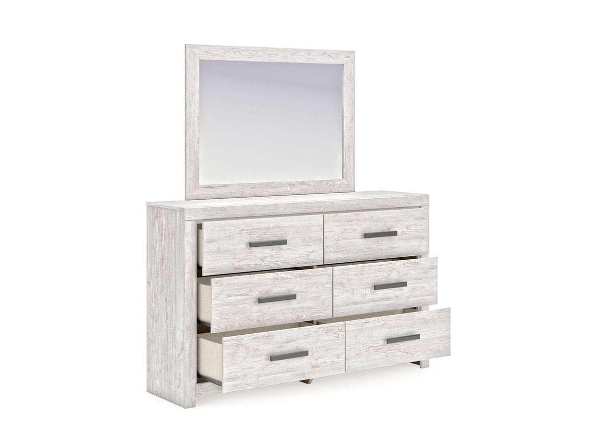 Cayboni - Dresser And Mirror - Whitewash