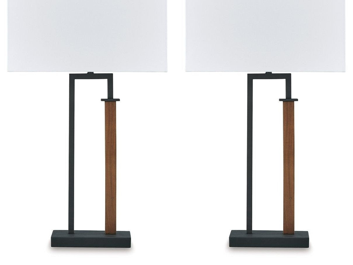 Voslen - Metal Table Lamp (Set of 2) - Black / Brown