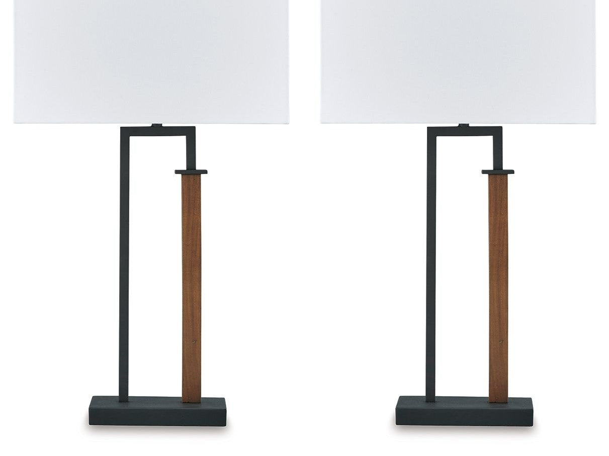 Voslen - Metal Table Lamp (Set of 2) - Black / Brown