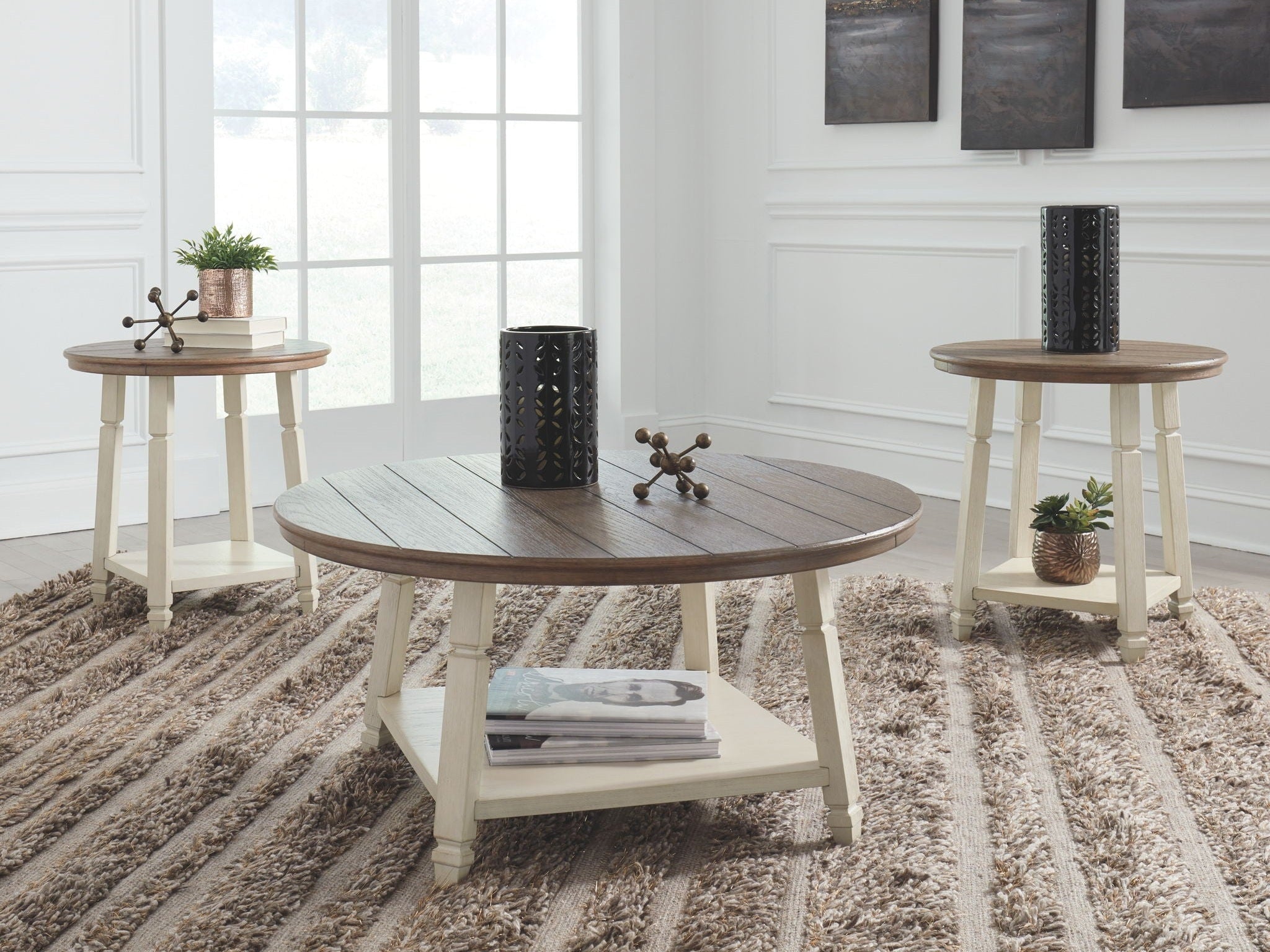 Bolanbrook - Occasional Table Set (Set of 3) - White / Brown / Beige