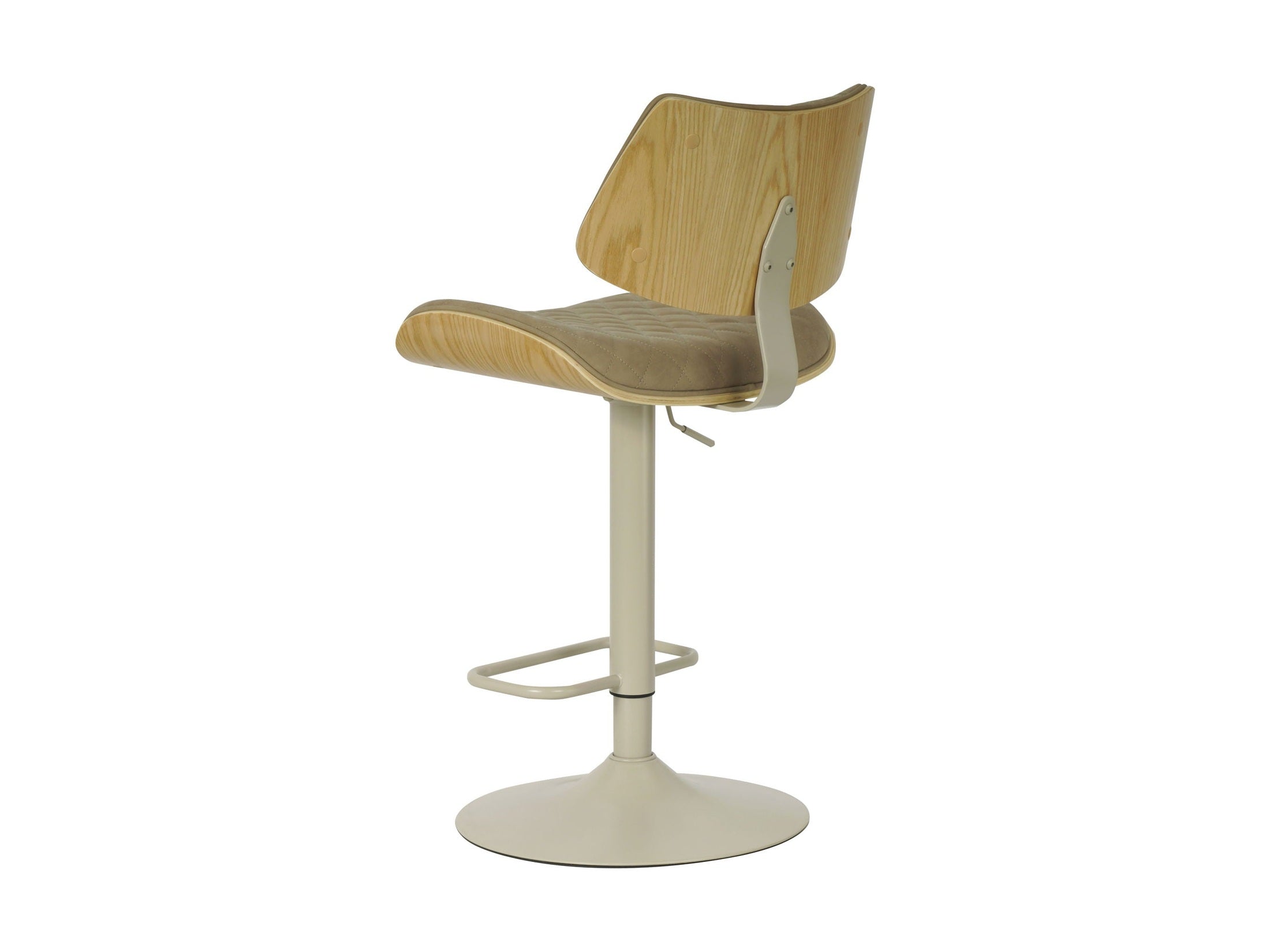 Leland - Adjustable Swivel Curved Back Wood Bar Stool With Faux Leather Seat