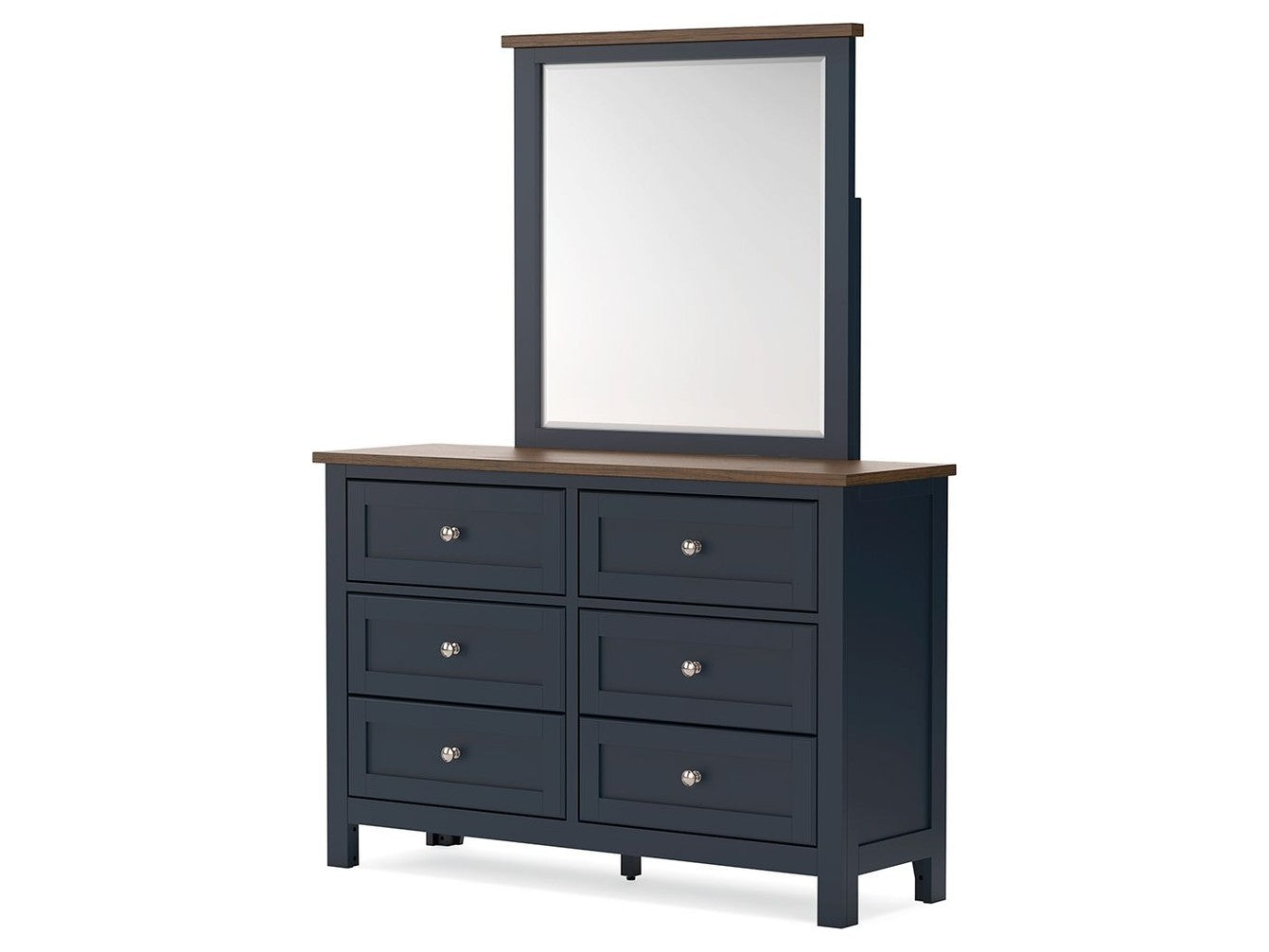 Landocken - Dresser and Mirror - Brown / Blue