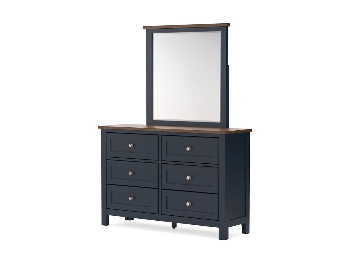 Landocken - Dresser and Mirror - Brown / Blue