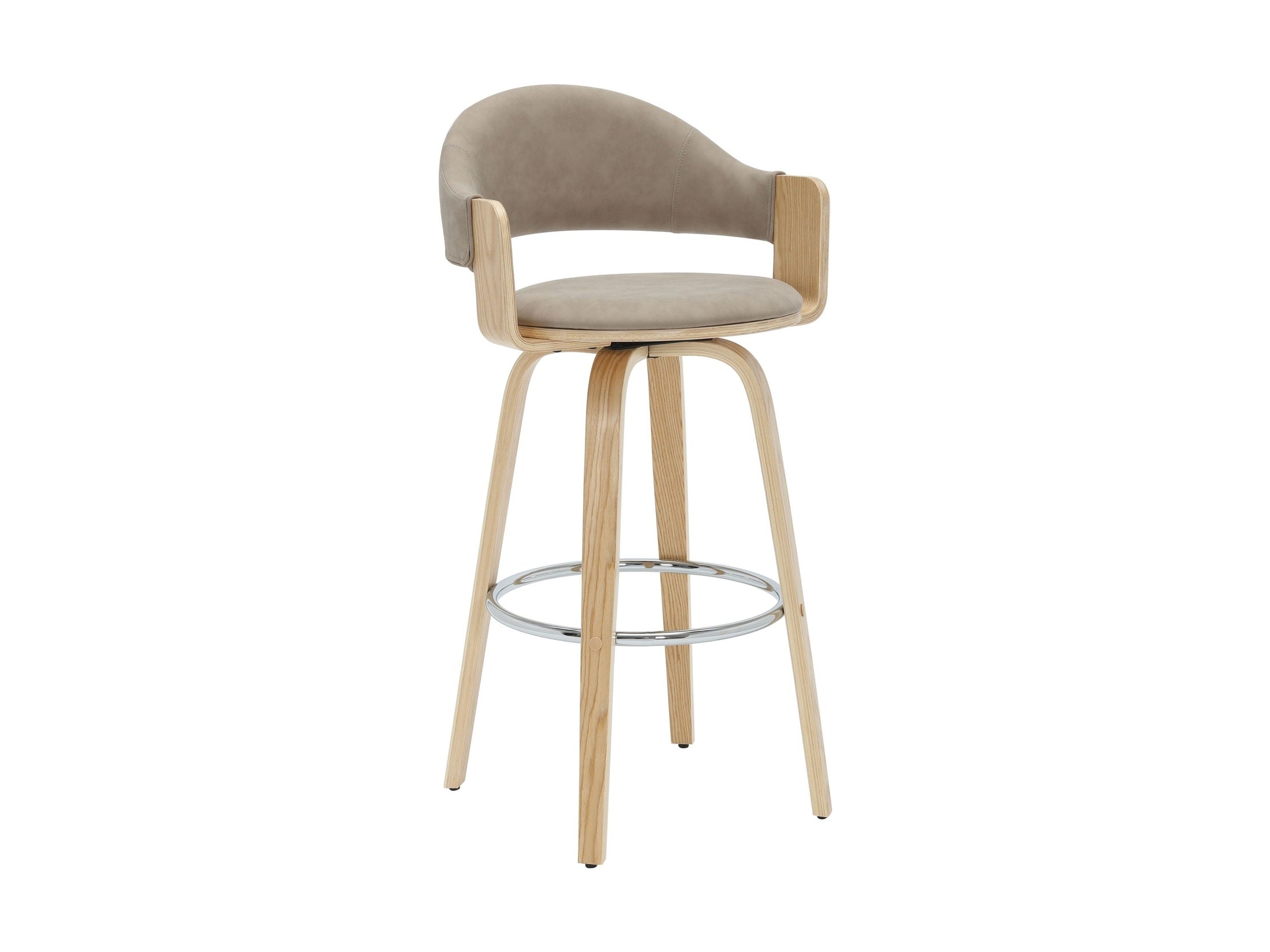Daxton - Swivel Bar Height Round Back Wood Bar Stool With Faux Leather Seat