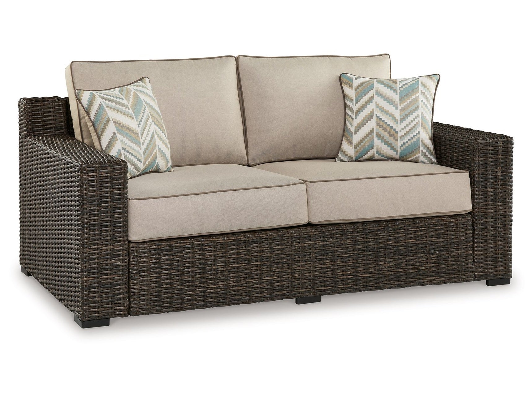 Coastline Bay - Loveseat W/Cushion - Brown
