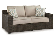 Coastline Bay - Loveseat W/Cushion - Brown