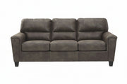 Gray leather sofa on a white background