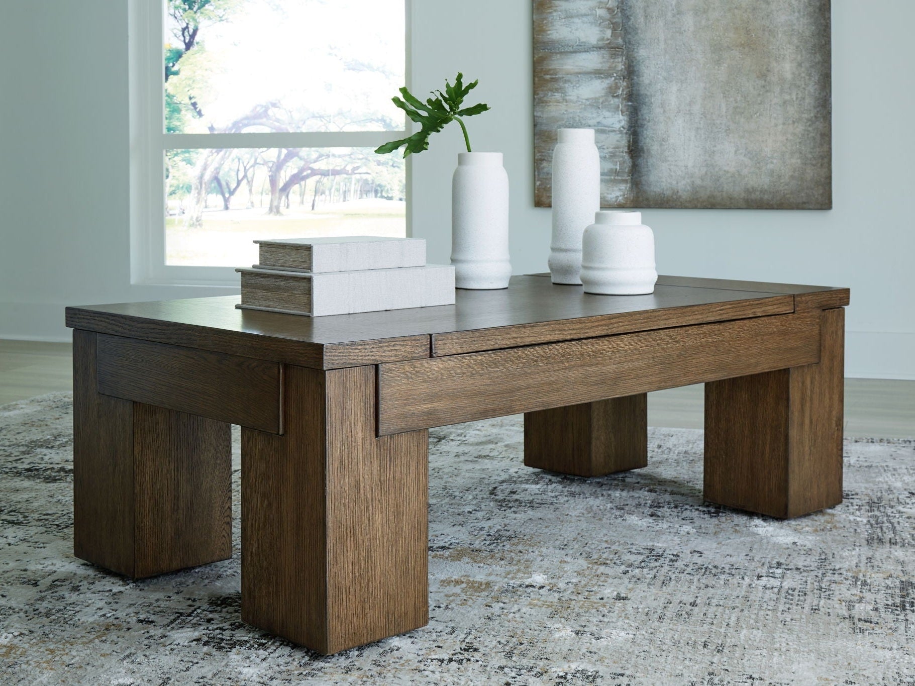 Rosswain - Lift Top Cocktail Table - Warm Brown