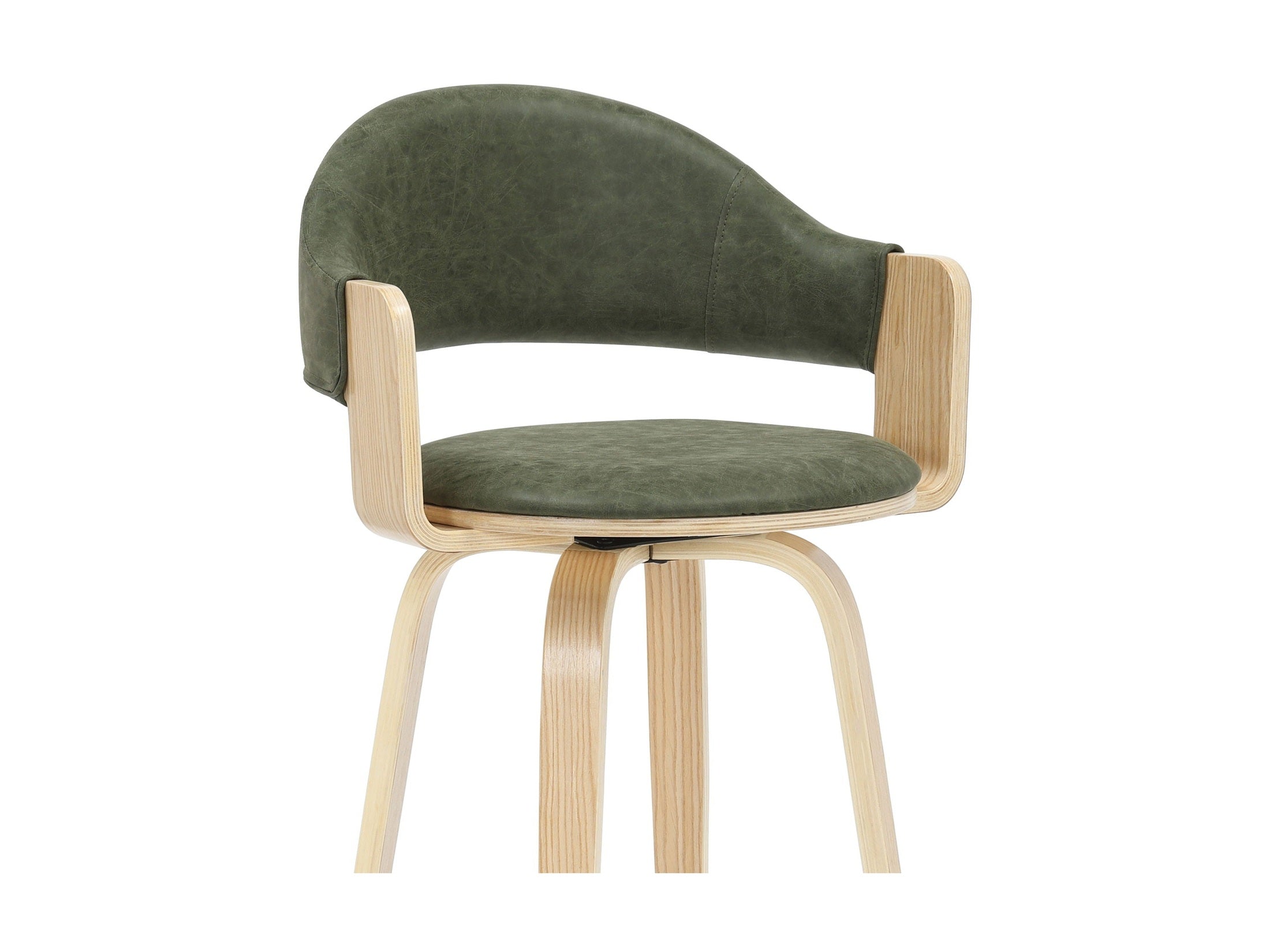 Daxton - Swivel Counter Height Round Back Wood Bar Stool With Faux Leather Seat