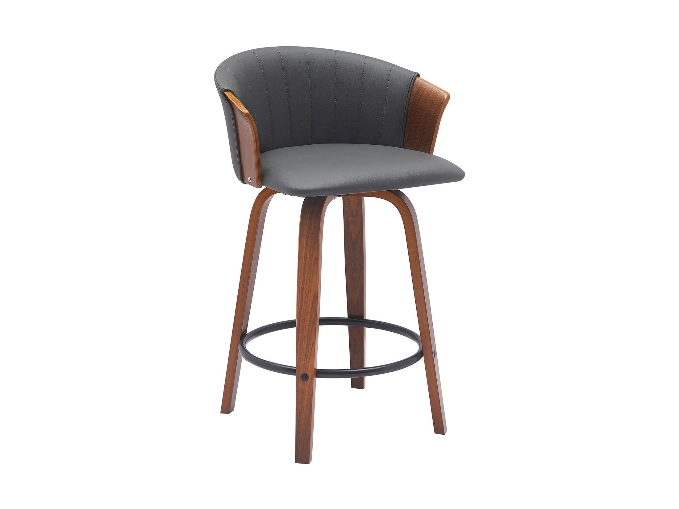 Diana - Swivel Walnut Wood Faux Leather Counter Stool