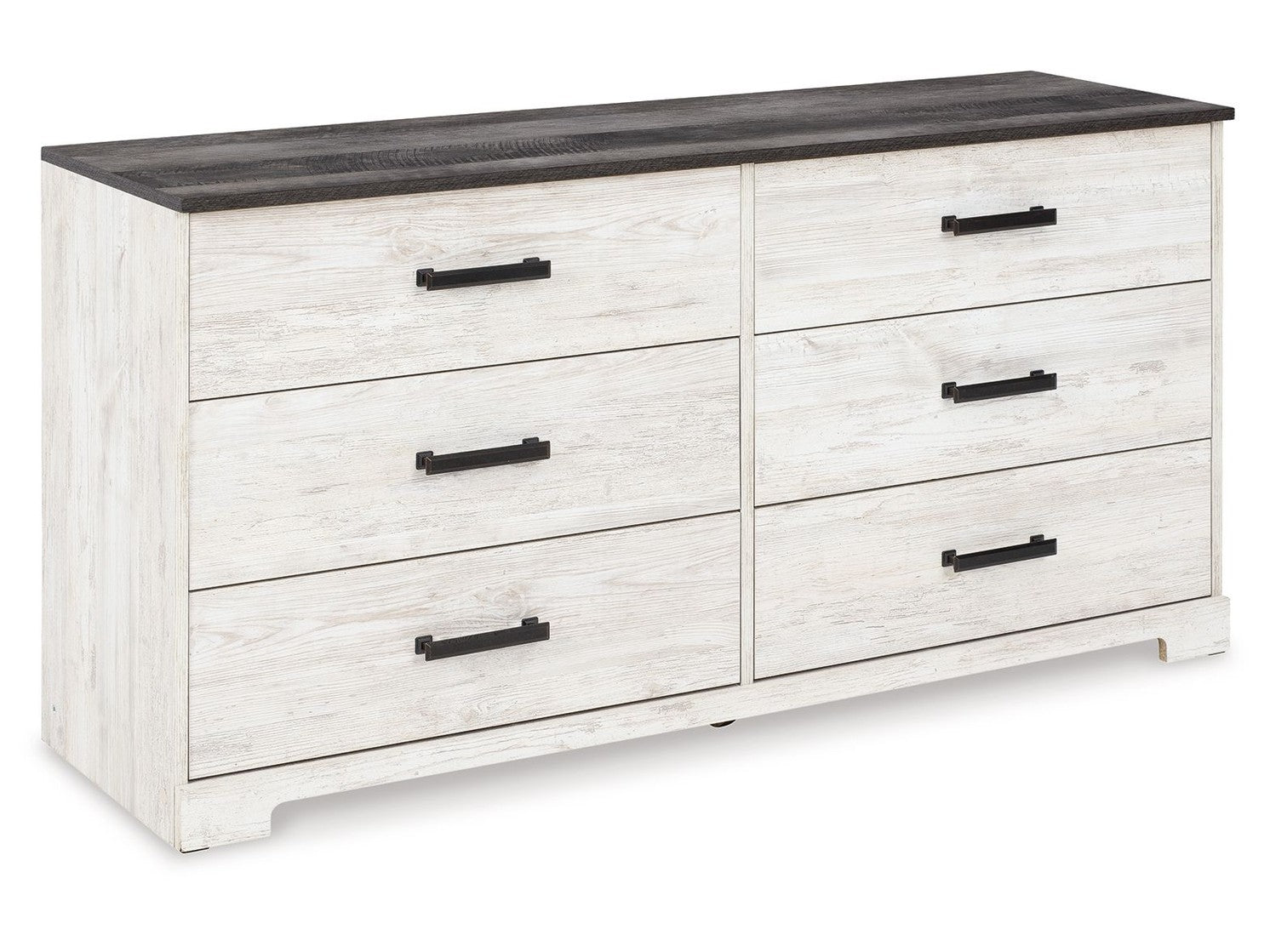 Shawburn - Six Drawer Dresser - Pewter-tone pulls - White / Black / Gray