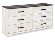 Shawburn - Six Drawer Dresser - Pewter-tone pulls - White / Black / Gray