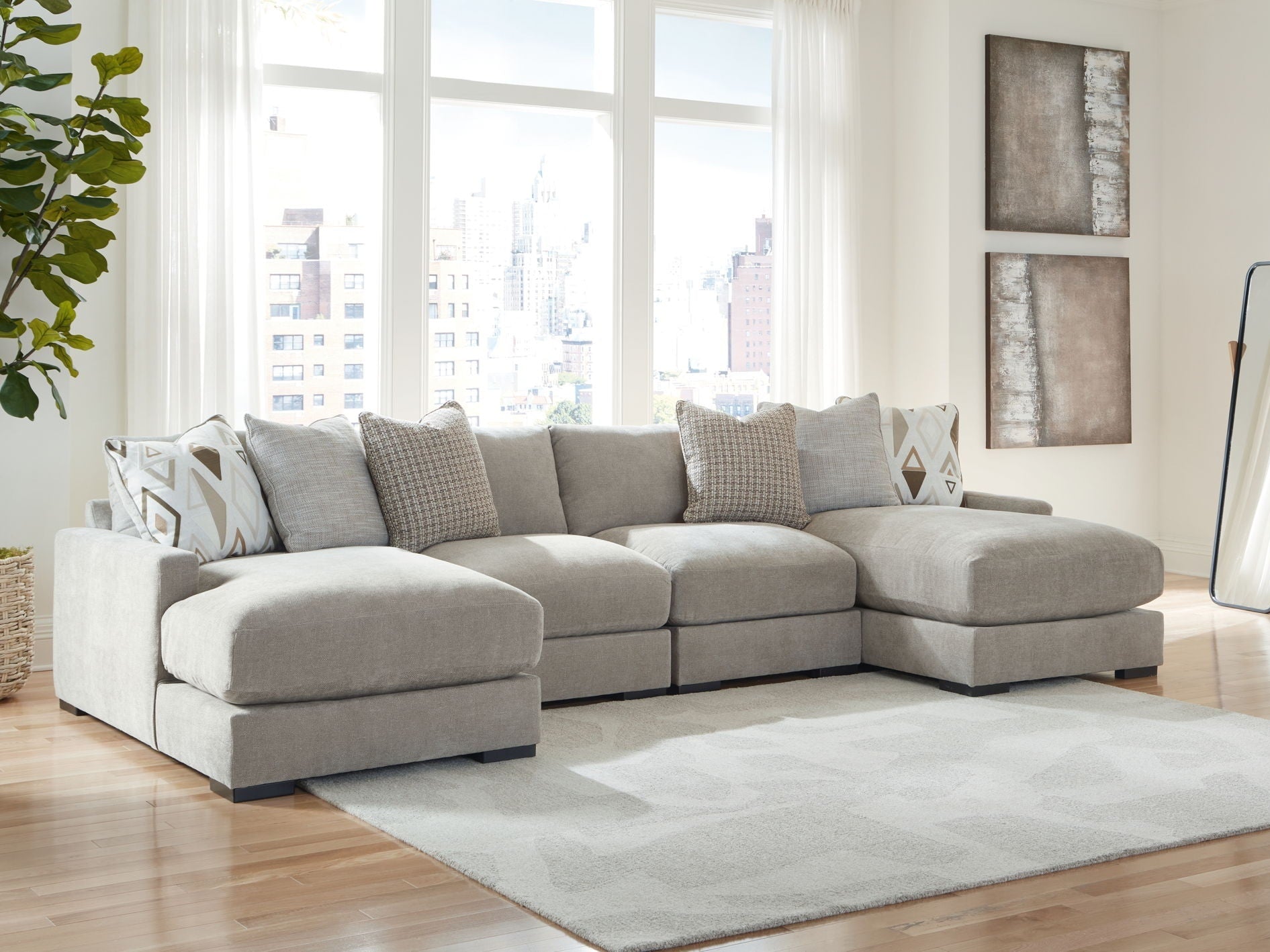 Aslan Court - Sectional With Ottoman Set