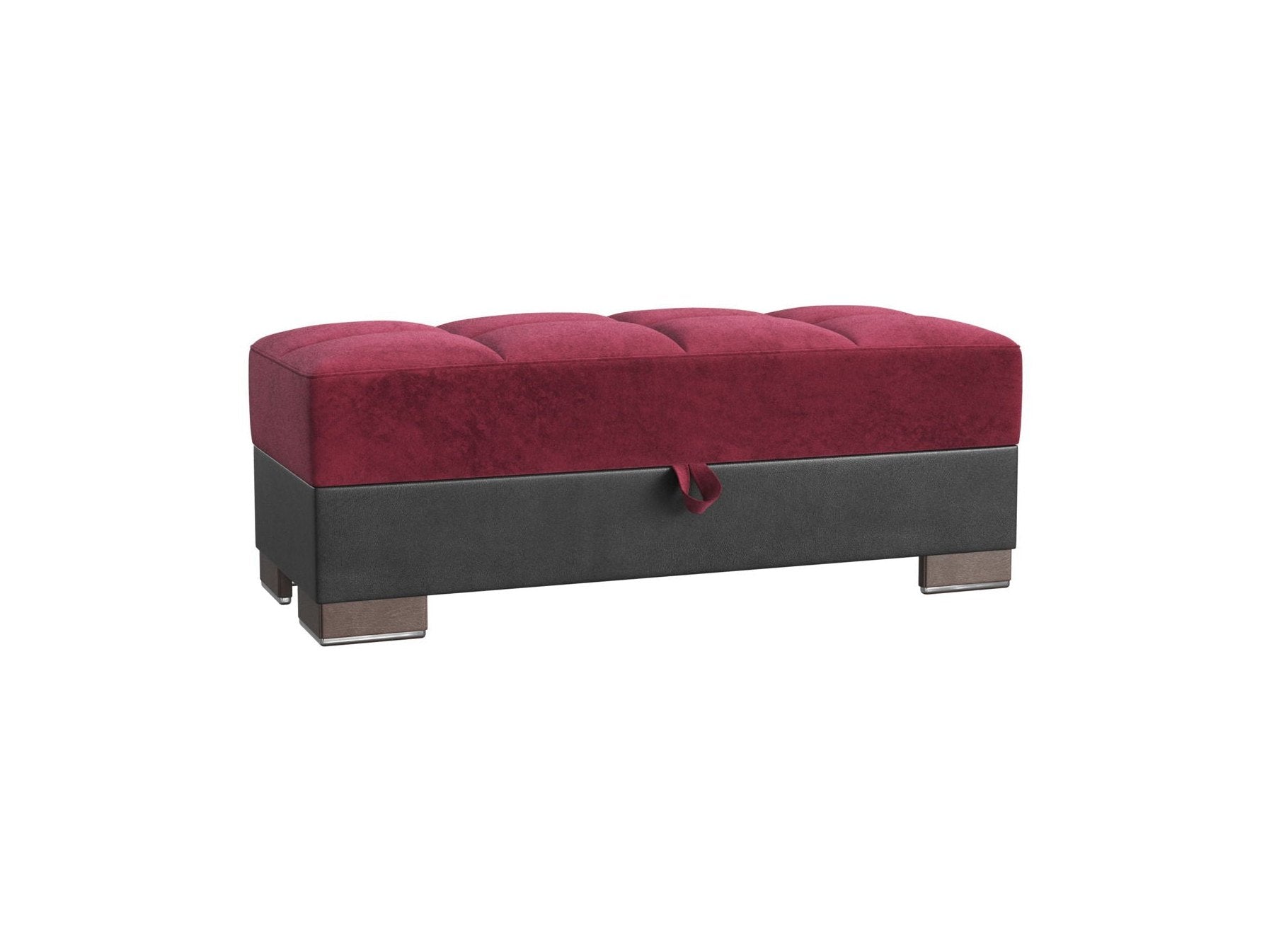 Ottomanson Armada X - Upholstered Convertible Wood Trimmed Ottoman With Storage - Microfiber