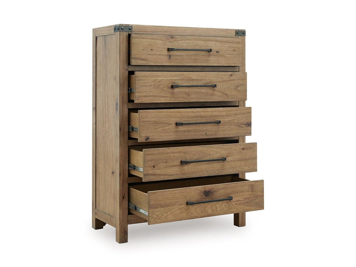 Ridgester - Five Drawer Chest - Light Brown