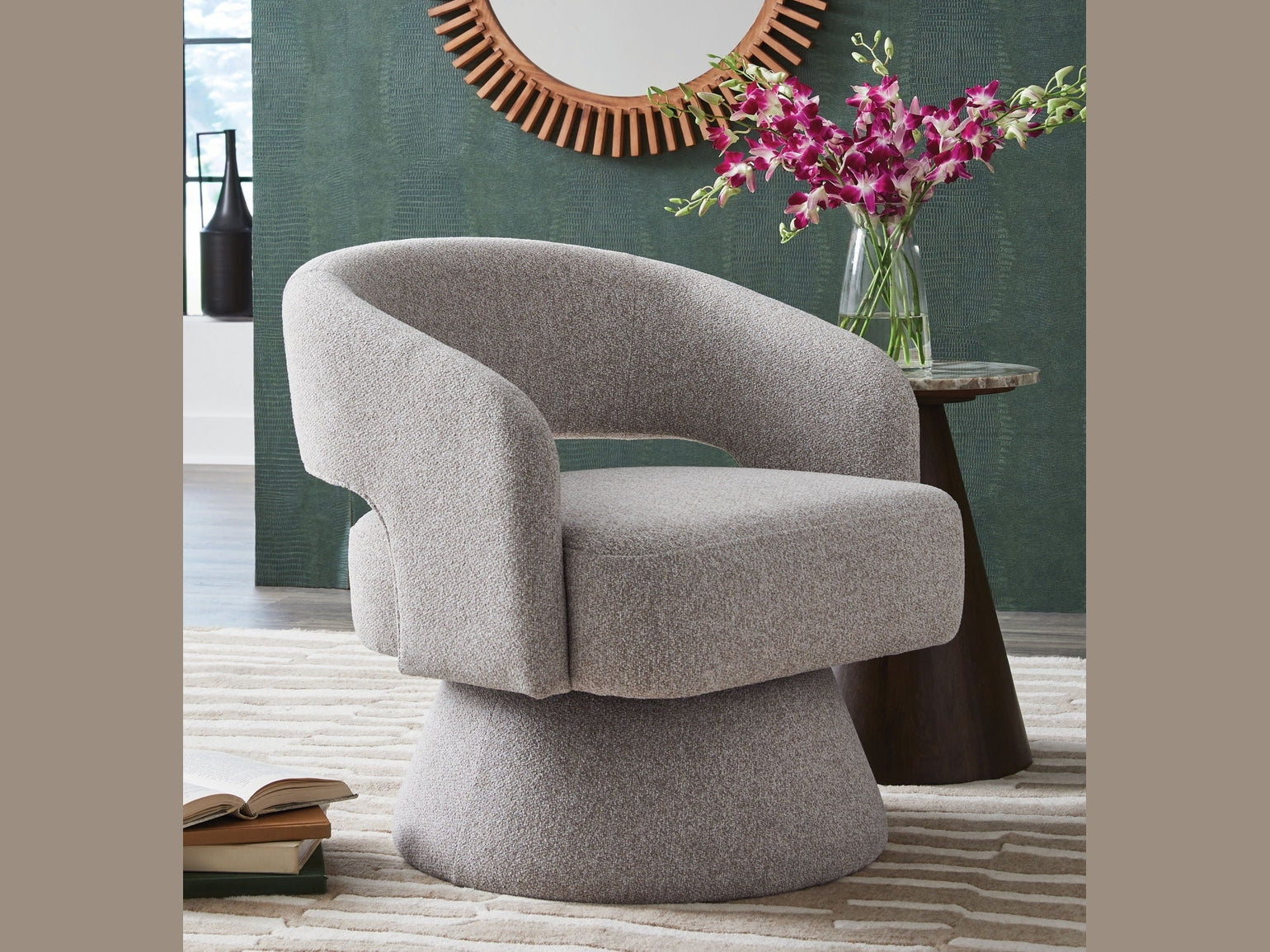 Nashkins - Swivel Accent Chair - Pebble
