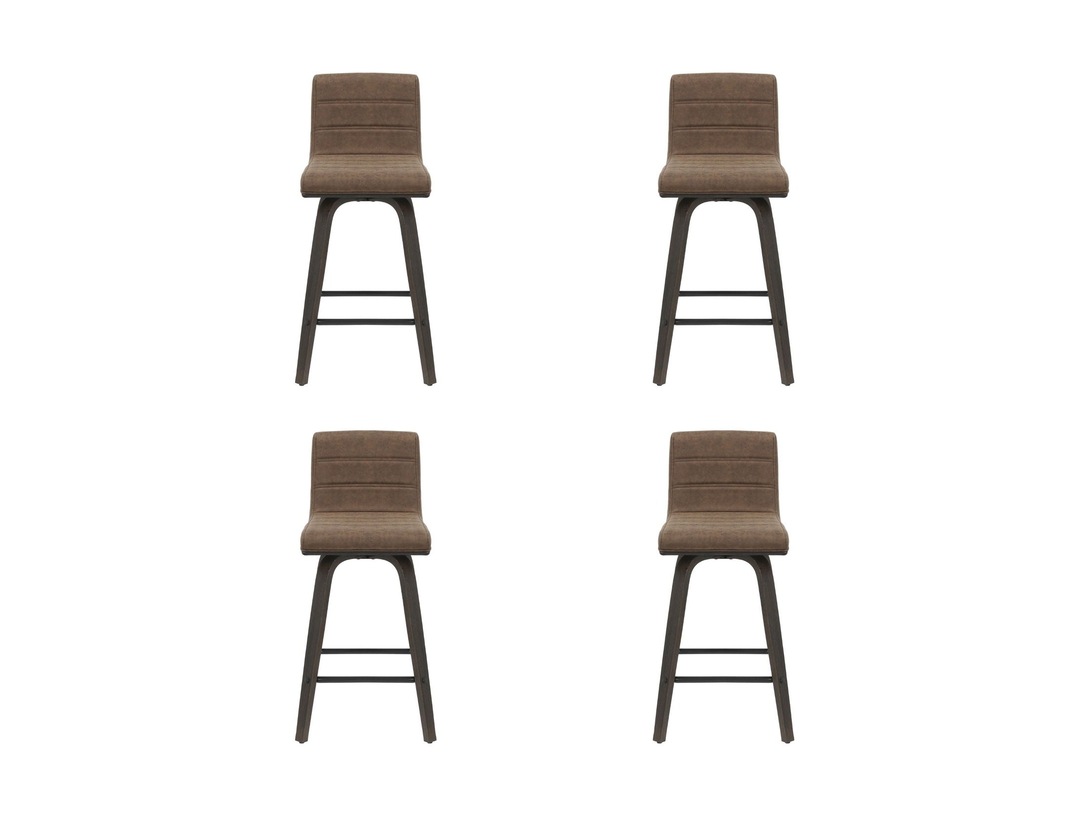 Vienna - 35.5" Swivel Counter Height Square Back Wood Bar Stool With Faux Leather Seat
