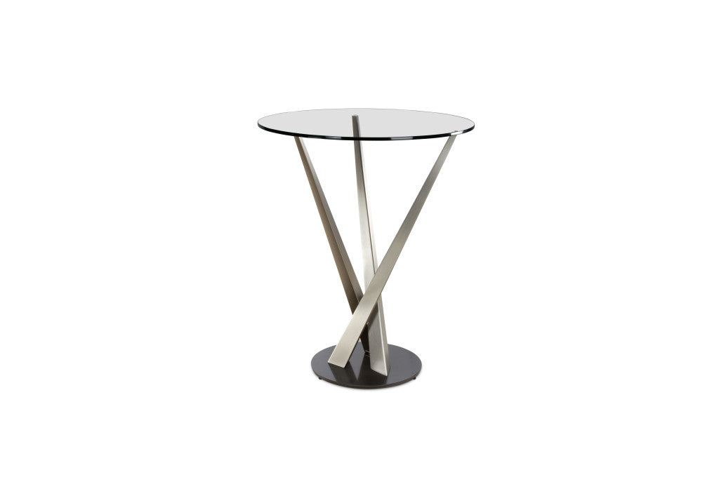 Elite Modern Crystal Pub Table with Powder Coated Column