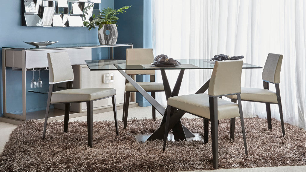Elite Modern 60" Crystal Dining Table, Champagne Plated