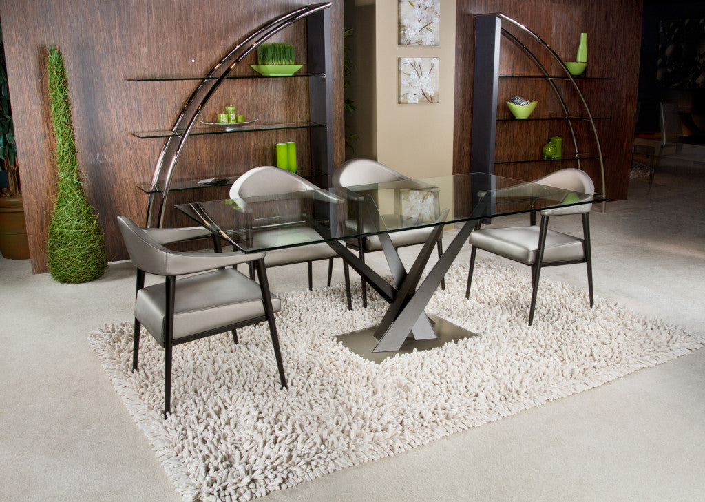 Elite Modern 60" Crystal Dining Table, Champagne Plated