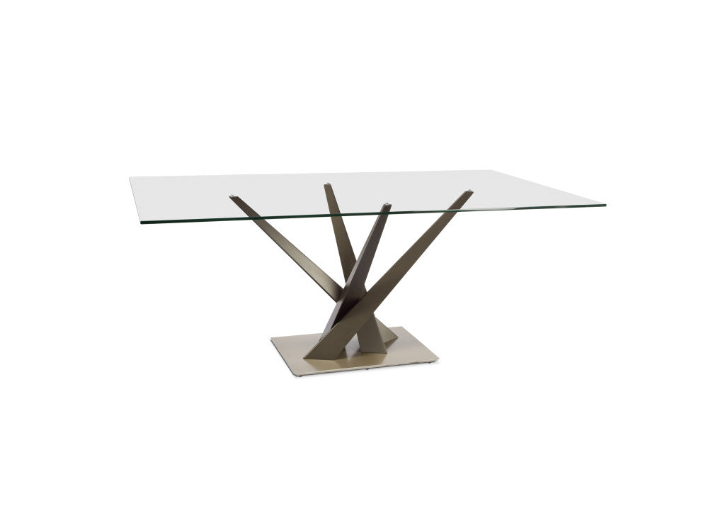Elite Modern 74" Crystal Dining Table, Champagne Plated