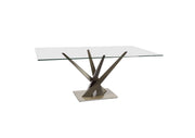 Elite Modern 74" Crystal Dining Table, Champagne Plated